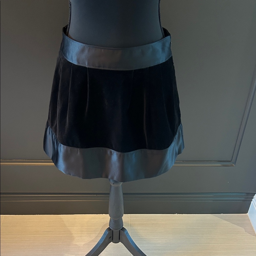 Black Velvet Mini Skirt with Satin Trim